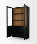Henry Black and Light Brown Oak Veneer Curio Cabinet-5