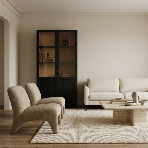 Henry Black and Light Brown Oak Veneer Curio Cabinet