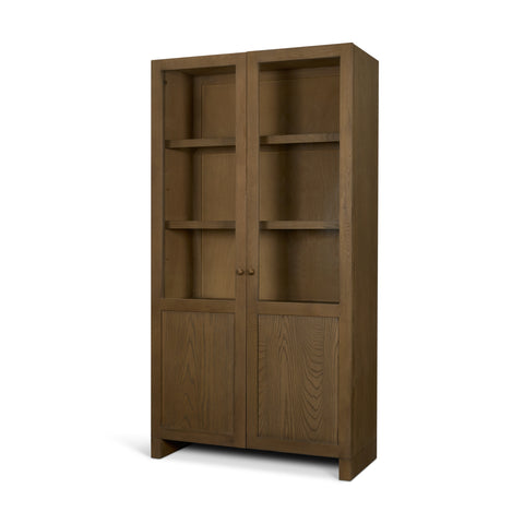 Henry Dark and Light Brown Oak Veneer Curio Cabinet-1