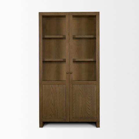 Henry Dark and Light Brown Oak Veneer Curio Cabinet-2
