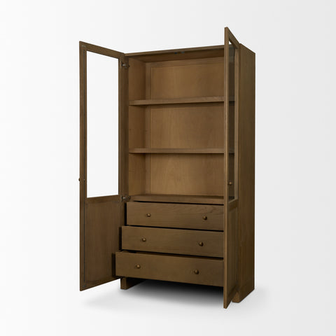 Henry Dark and Light Brown Oak Veneer Curio Cabinet-3