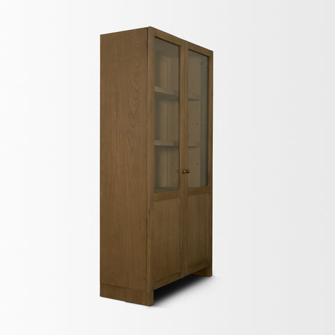 Henry Dark and Light Brown Oak Veneer Curio Cabinet-5