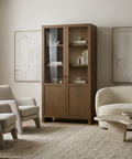 Henry Dark and Light Brown Oak Veneer Curio Cabinet