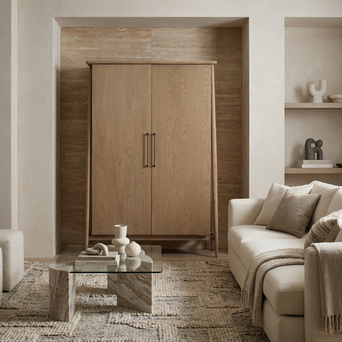Hollis Grey-Brown Oak Veneer Curio Cabinet