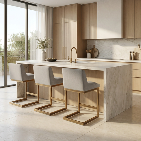 Holly Grey Modern Upholstered Counter Stool