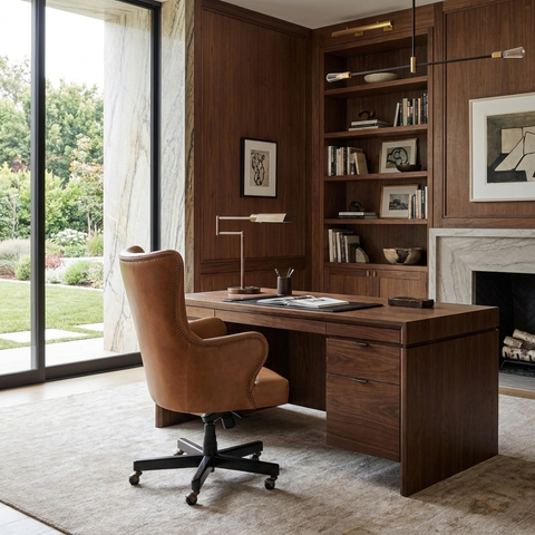 Hubert Tobacco Tan Faux Leather Executive Office Chair
