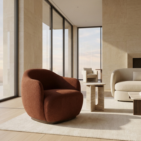 Hudson Burgundy Fabric Accent Chair