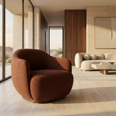 Hudson Burgundy Fabric Swivel Accent Chair 