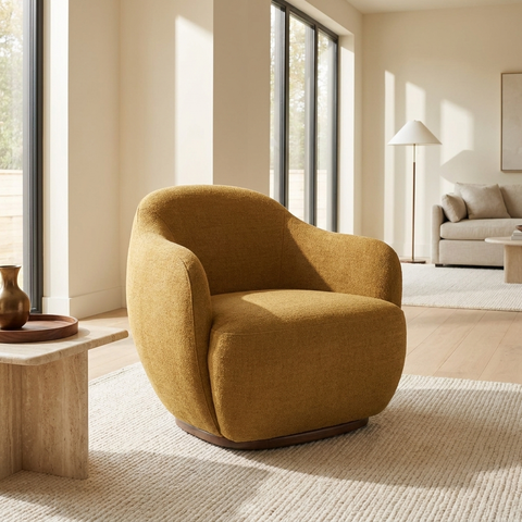 Hudson Mustard Fabric Accent Chair
