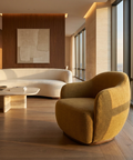 Hudson Mustard Fabric Swivel Accent Chair