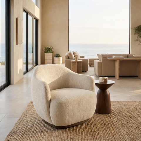 Hudson Oatmeal Fabric Accent Chair