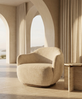 Hudson Oatmeal Fabric Swivel Accent Chair