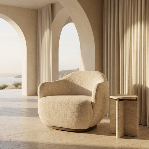 Hudson Oatmeal Fabric Swivel Accent Chair