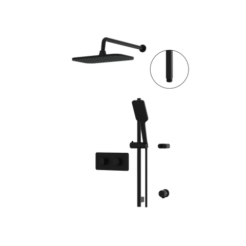 INABOX01 Electro Black 2-Way Non-Shared Thermostatic Shower Kit with 14" x 8" Rectangular Rainhead - Aquabrass-1