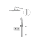 INABOX01 Polished Chrome 2-Way Shared Thermostatic Shower Kit with 14" x 8" Rectangular Rainhead - Aquabrass-1