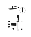 INABOX03 Electro Black 3-Way Shared Thermostatic Shower Kit with Rectangular Rainhead and 3 Body Jets - Aquabrass-1