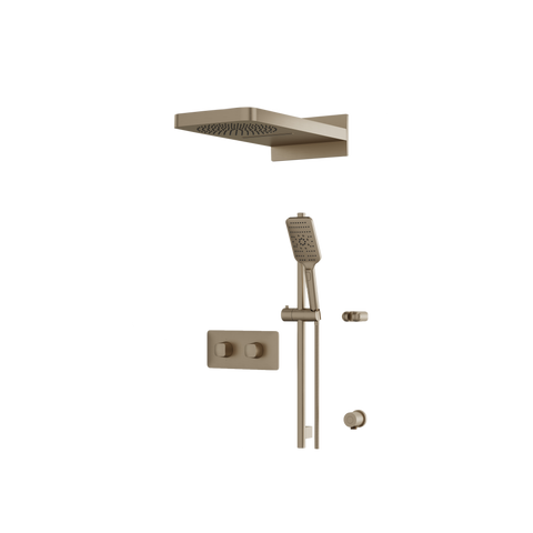 INABOX04 Brushed Nickel 3-Way Shared Thermostatic Shower Kit with Dual-Function Aquasheet Rainhead - Aquabrass-1