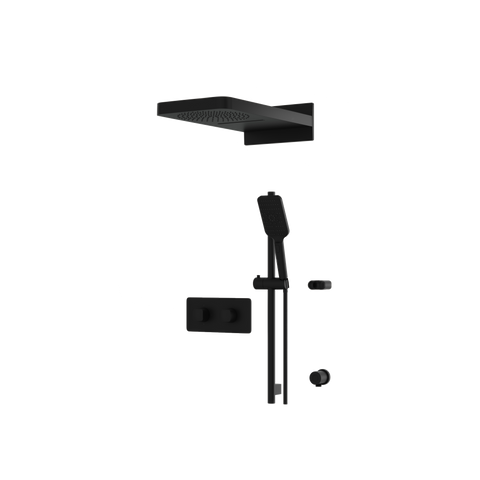 INABOX04 Electro Black 3-Way Shared Thermostatic Shower Kit with Dual-Function Aquasheet Rainhead - Aquabrass-1