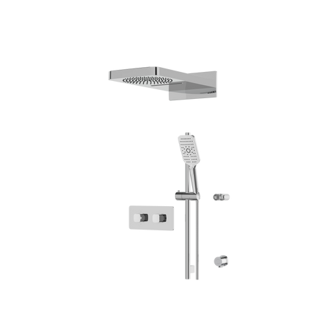INABOX04 Polished Chrome 3-Way Shared Thermostatic Shower Kit with Dual-Function Aquasheet Rainhead - Aquabrass-1