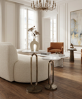 Irene White Marble and Antique Brass End Tables (Set of 2) 