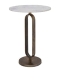 Irene White Marble and Antique Brass End Tables (Set of 2) -2