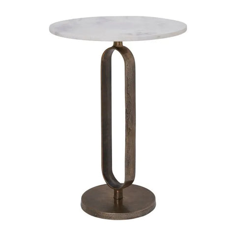Irene White Marble and Antique Brass End Tables (Set of 2) -2