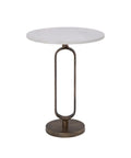 Irene White Marble and Antique Brass End Tables (Set of 2) -3