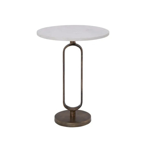 Irene White Marble and Antique Brass End Tables (Set of 2) -3