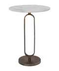 Irene White Marble and Antique Brass End Tables (Set of 2) -4