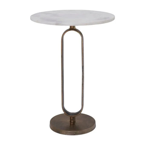 Irene White Marble and Antique Brass End Tables (Set of 2) -4