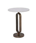 Irene White Marble and Antique Brass End Tables (Set of 2) -7