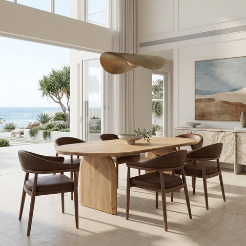 Isla 86.5" Light Brown Mango Wood Dining Table