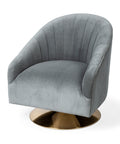 James II Gray Blue Velvet Swivel Accent Chair-1