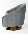 James II Gray Blue Velvet Swivel Accent Chair-5