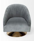 James II Gray Blue Velvet Swivel Accent Chair-6