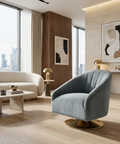 James II Gray Blue Velvet Swivel Accent Chair