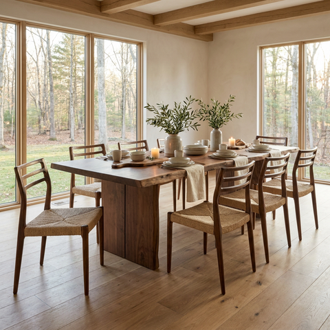 Java Walnut Paper Rope Dining Chair