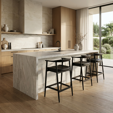 Jeremy Black Modern Wood Counter Stool 