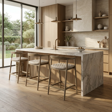 Jeremy Cream Modern Wood Counter Stool