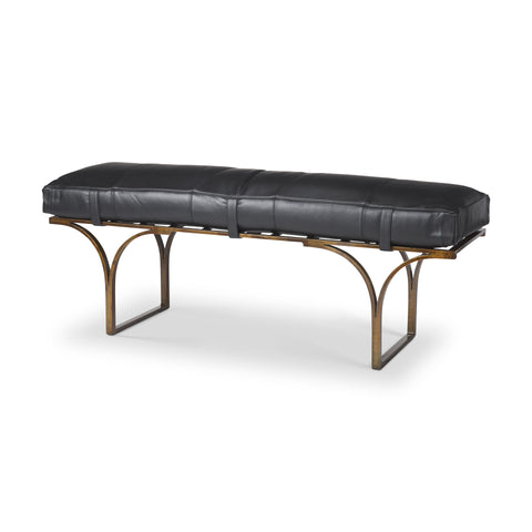 Jessie Black Leather Gold Frame Bench-1