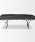 Jessie Black Leather Gold Frame Bench-2