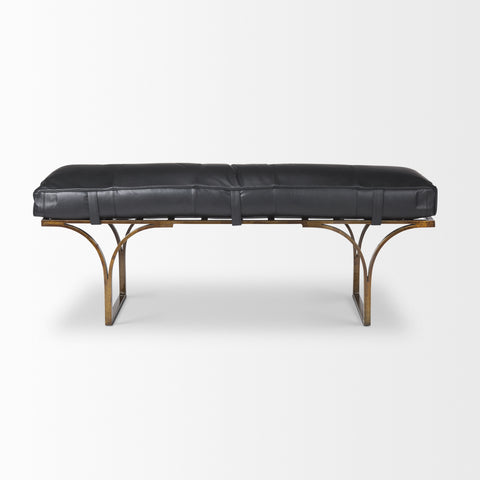 Jessie Black Leather Gold Frame Bench-2