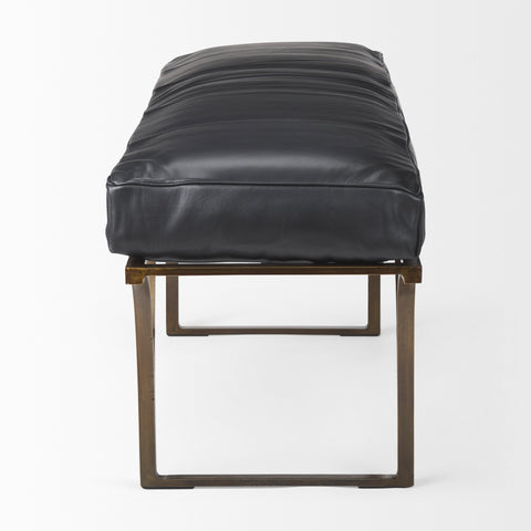Jessie Black Leather Gold Frame Bench-3