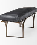 Jessie Black Leather Gold Frame Bench-4