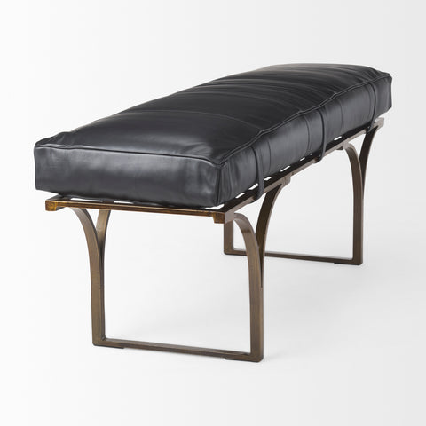 Jessie Black Leather Gold Frame Bench-4