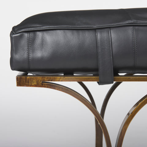 Jessie Black Leather Gold Frame Bench-5