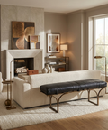 Jessie Black Leather Gold Frame Bench