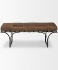 Jessie Brown Leather Bench-1