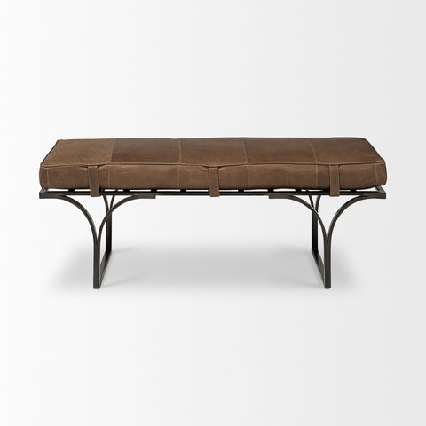 Jessie Brown Leather Bench-1