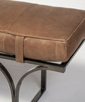 Jessie Brown Leather Bench-2